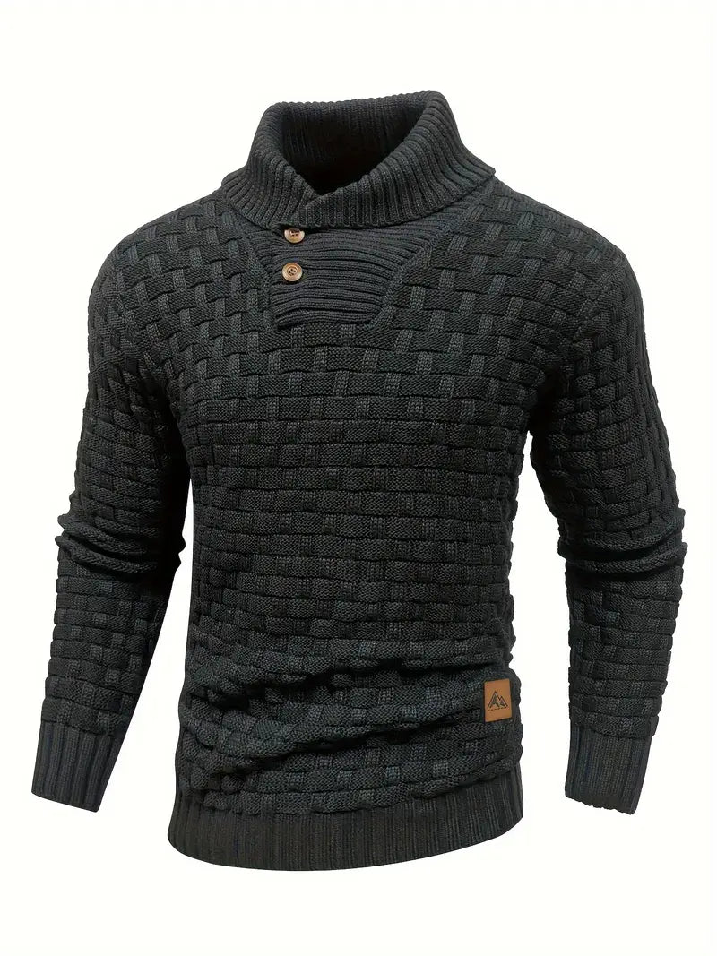 Jarren | Slim Fit Stickad Tröja med Krage