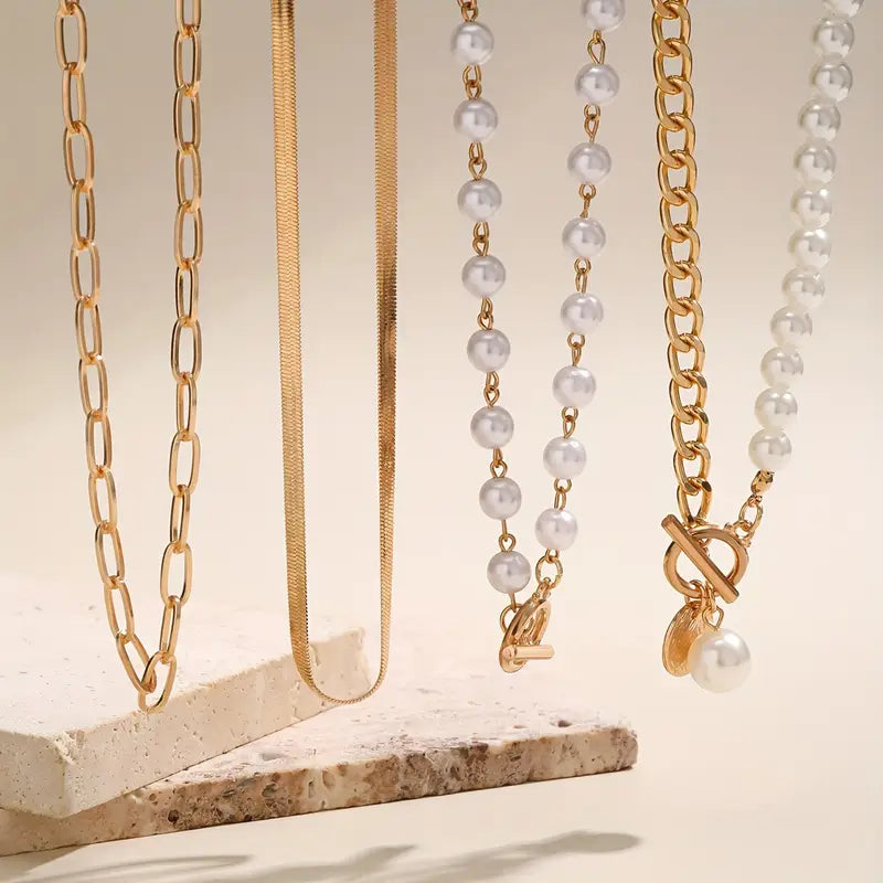 Modern Pärllager Halsband Set