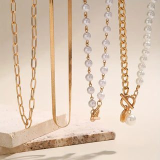 Modern Pärllager Halsband Set