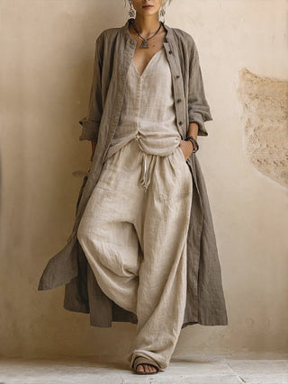 Ramona | Bohemisk 3-delat Set med Lång Cardigan