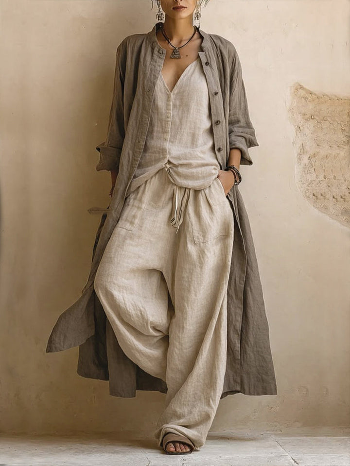 Ramona | Bohemisk 3-delat Set med Lång Cardigan