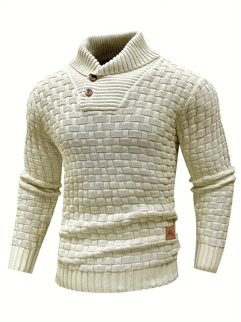 Jarren | Slim Fit Stickad Tröja med Krage
