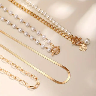 Modern Pärllager Halsband Set
