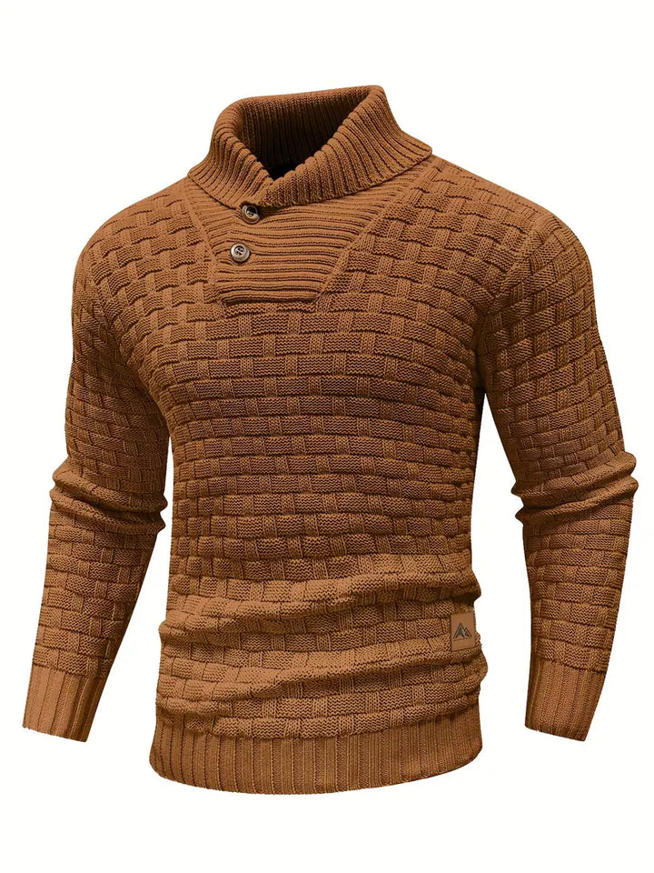 Jarren | Slim Fit Stickad Tröja med Krage