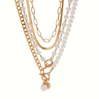 Modern Pärllager Halsband Set