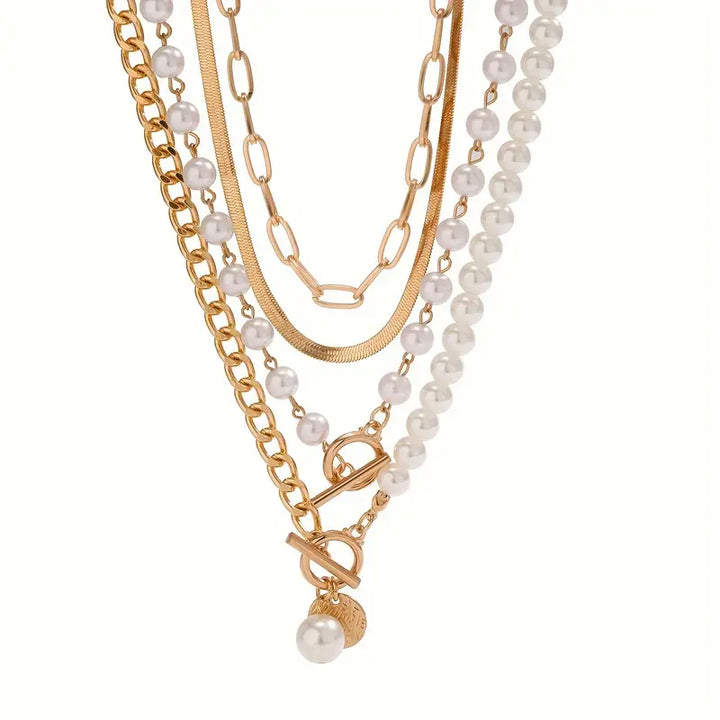 Modern Pärllager Halsband Set