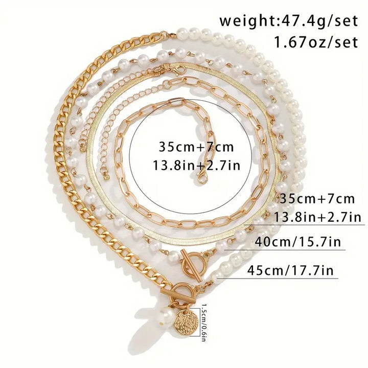 Modern Pärllager Halsband Set