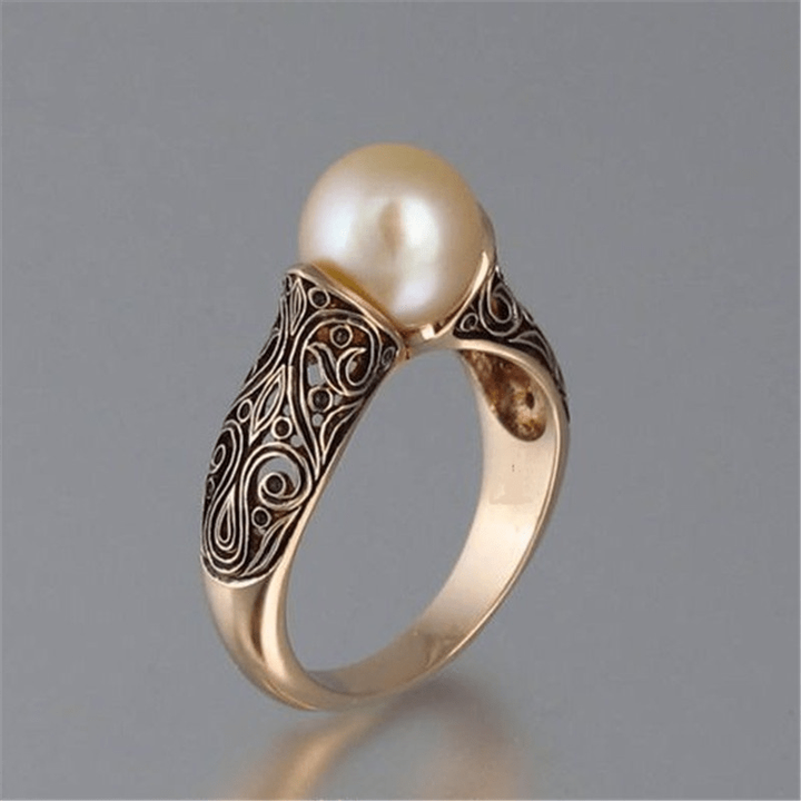 Tidlös Vintage Pärl Guldfärgad Ring