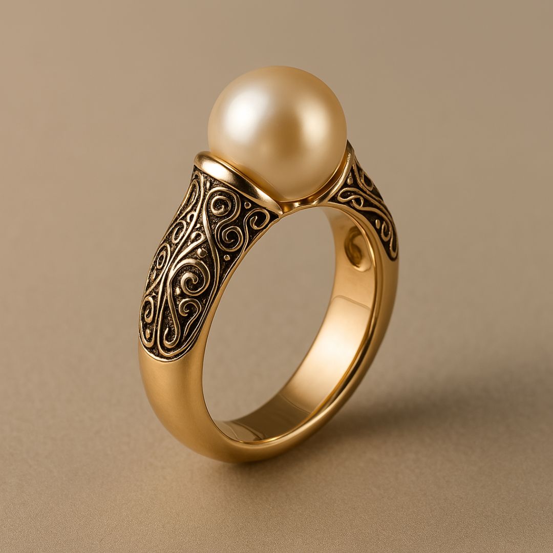 Tidlös Vintage Pärl Guldfärgad Ring