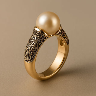 Tidlös Vintage Pärl Guldfärgad Ring