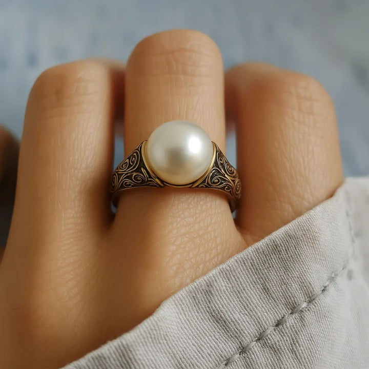 Tidlös Vintage Pärl Guldfärgad Ring